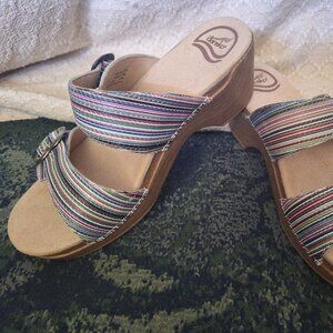 NWT Dansko Sophie Stripe Multicolored Clog-Syle Sandals Size 37